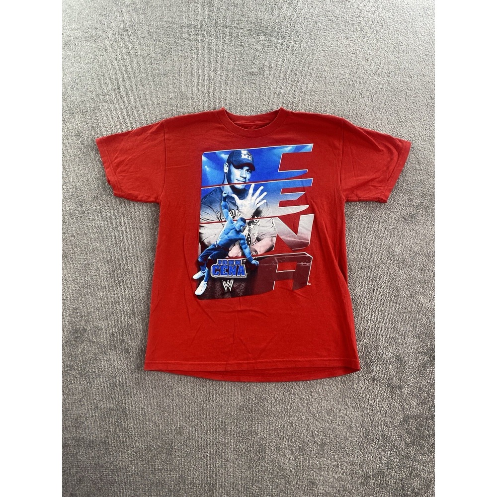 WWE Shirt Boys Extra Large 18/20 Red Hybrid John Cena Spell Out Graphic Logo